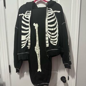 Forever 21 Kids Skeleton Hoodie Costume - Black and White